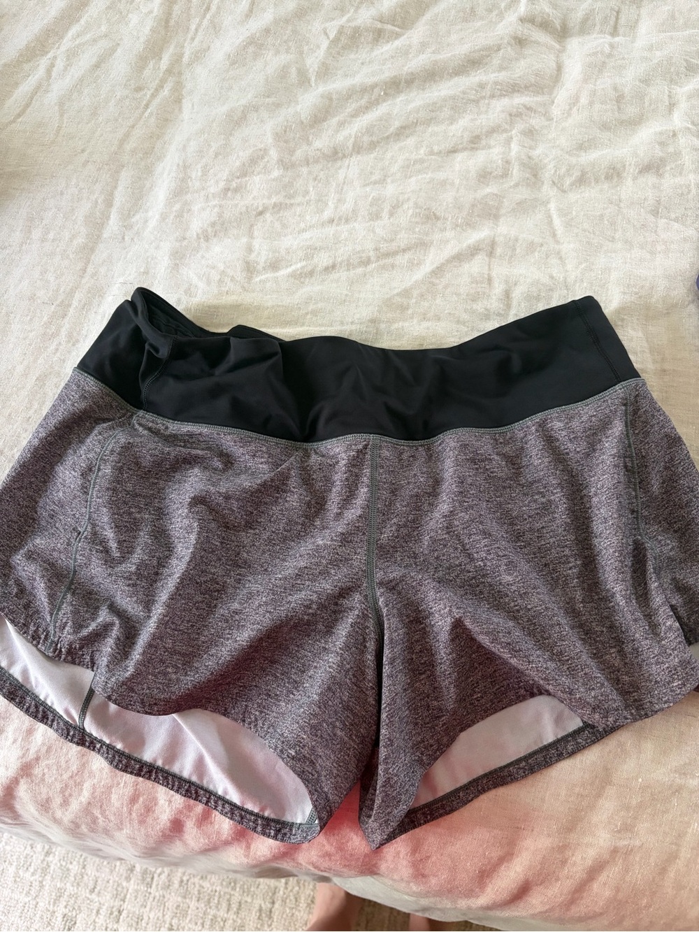 lululemon athletica Heather Gray Shorts with Black Waistband